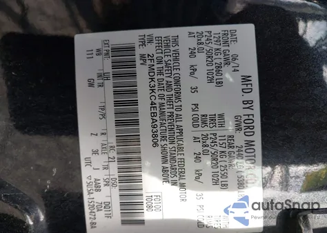 2014 Ford Edge Limited from USA, damaged, VIN 2FMDK3KC4EBA93806